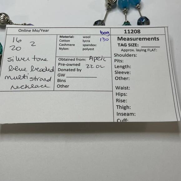 necklace teal blue beaded silver fashion jewelry trendy versatile bohemian - Picture 10 of 10